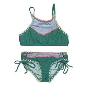 Hobie Keep The Piece High Neck Bikini Swimsuit Green 7